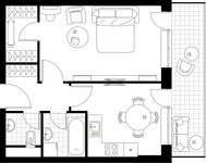 Планировка 1-комнатной квартиры, 49 м2