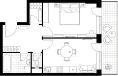 Планировка 1-комнатной квартиры, 54,5 м2