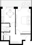 Планировка 1-комнатной квартиры, 50,3 м2