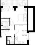 Планировка 1-комнатной квартиры, 55 м2