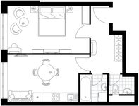 Планировка 1-комнатной квартиры, 45,1 м2