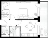 Планировка 1-комнатной квартиры, 48,9 м2