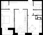 Планировка 2-комнатной квартиры, 66 м2