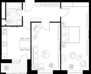 Планировка 2-комнатной квартиры, 67,5 м2