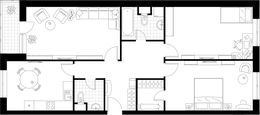 Планировка 3-комнатной квартиры, 90,5 м2