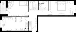 Планировка 2-комнатной квартиры, 65,4 м2