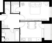 Планировка 1-комнатной квартиры, 42,5 м2
