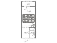 Планировка квартиры студии, 27,63 м2