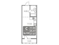 Планировка квартиры студии, 27,07 м2