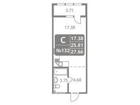 Планировка квартиры студии, 27,66 м2