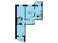Планировка 3-комнатной квартиры, 76,47 м2