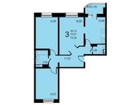 Планировка 3-комнатной квартиры, 74,7 м2