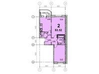 Планировка 2-комнатной квартиры, 53,5 м2