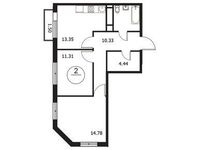 Планировка 2-комнатной квартиры, 59,41 м2