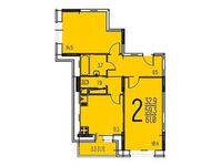 Планировка 2-комнатной квартиры, 61 м2