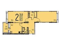 Планировка 2-комнатной квартиры, 65,1 м2