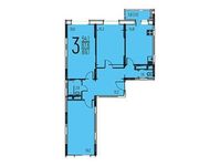 Планировка 3-комнатной квартиры, 89,1 м2