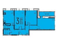 Планировка 3-комнатной квартиры, 84,9 м2