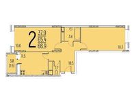 Планировка 2-комнатной квартиры, 66,9 м2