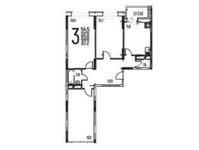 Планировка 3-комнатной квартиры, 87,2 м2
