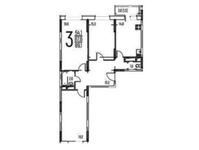 Планировка 3-комнатной квартиры, 89,1 м2