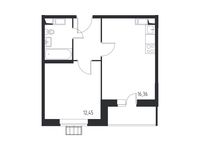 Планировка 1-комнатной квартиры, 38,83 м2