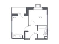 Планировка 1-комнатной квартиры, 32,83 м2
