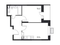 Планировка 1-комнатной квартиры, 36,61 м2