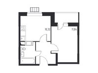Планировка 1-комнатной квартиры, 32,54 м2