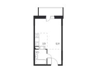 Планировка квартиры студии, 26,53 м2