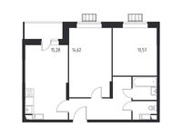 Планировка 2-комнатной квартиры, 55,13 м2