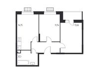 Планировка 2-комнатной квартиры, 53,85 м2
