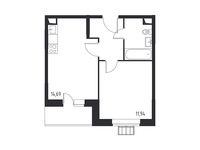 Планировка 1-комнатной квартиры, 37,13 м2