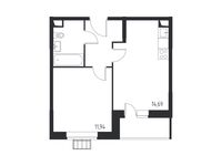 Планировка 1-комнатной квартиры, 37,03 м2