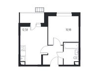 Планировка 1-комнатной квартиры, 33,66 м2