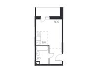 Планировка квартиры студии, 22,84 м2