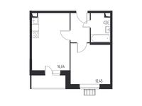 Планировка 1-комнатной квартиры, 39,42 м2