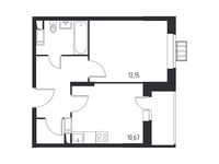 Планировка 1-комнатной квартиры, 36,43 м2
