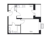 Планировка 1-комнатной квартиры, 36,41 м2