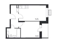 Планировка 1-комнатной квартиры, 36,54 м2