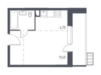 Планировка квартиры студии, 26,09 м2