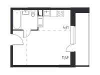 Планировка квартиры студии, 25,71 м2