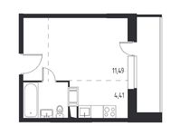 Планировка квартиры студии, 25,72 м2
