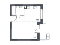 Планировка квартиры студии, 29,06 м2