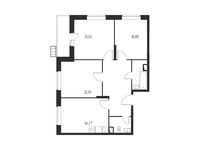 Планировка 3-комнатной квартиры, 72,58 м2