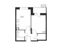 Планировка 1-комнатной квартиры, 35,59 м2