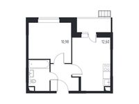Планировка 1-комнатной квартиры, 33,67 м2