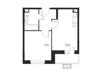 Планировка 1-комнатной квартиры, 37,09 м2