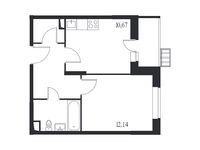 Планировка 1-комнатной квартиры, 36,9 м2