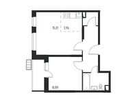 Планировка 2-комнатной квартиры, 44,08 м2